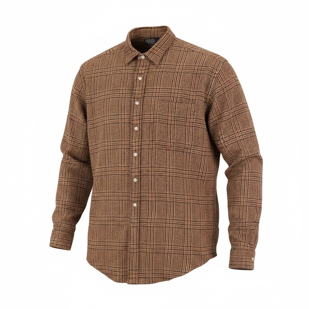 Polo Ralph Lauren Shirt Mens Large Brown Glen Plaid Check Long Sleeve VTG